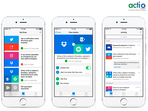 Vista en varios dispositivos de Microsoft Flow Vista en varios dispositivos de Microsoft Flow